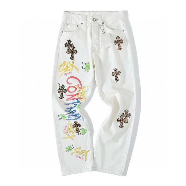 CHROME HEART  leopard print Limited-edition Jeans  
