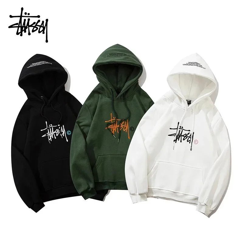 Sweat À Capuche pour Homme Stuss-y Sweatshirt Pullover Hoody Manches Longues Veste Hoodies Broderie Letter Toison Sweat Hooded Jacket Sweat avec Hood Top  