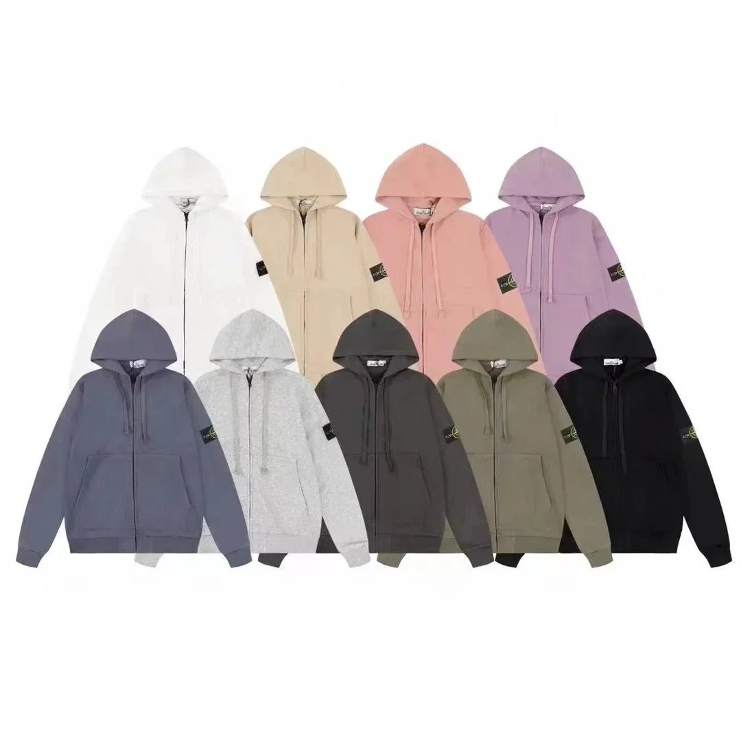 Classic Stone Zipper Cotton Casual Hoodie with Armband for Men  